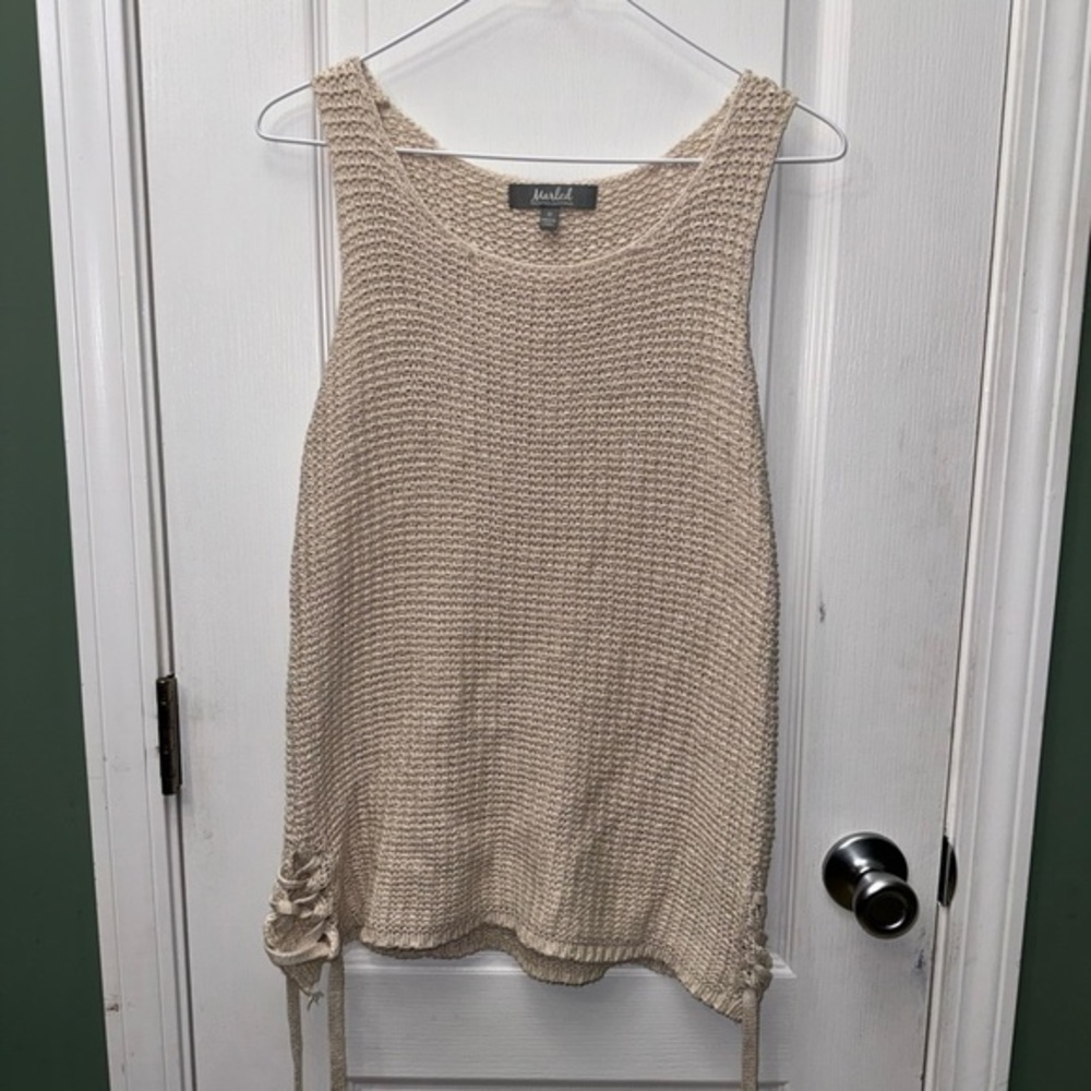 Marled Reunited Clothing Soft Slub‎ Knit Pullover SWEATER M Crew Neck Women